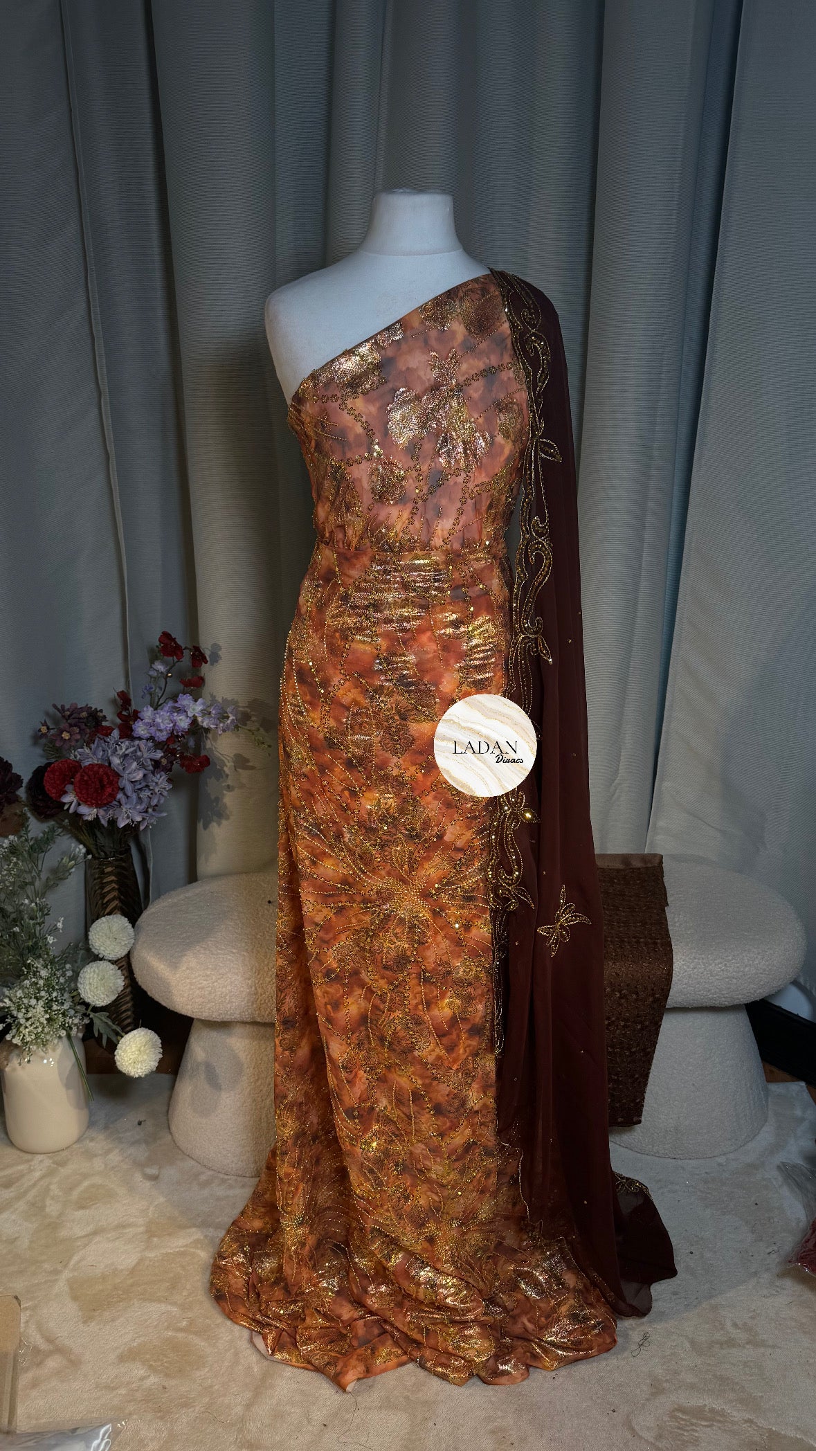 Floral Stone Dirac Collection - Brown