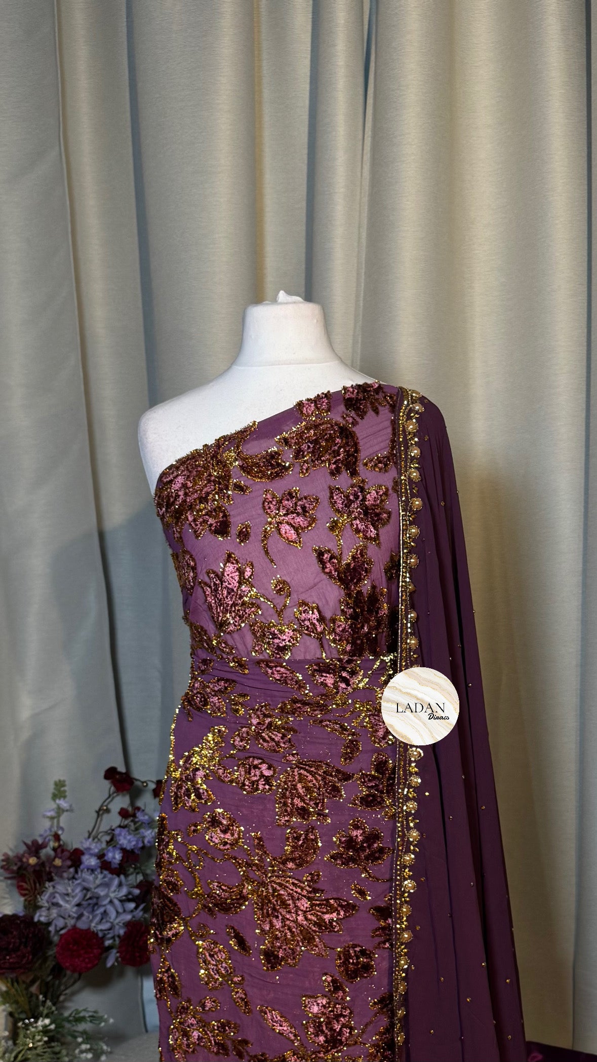Luxury Floral Maqbal | Purple Dirac Set