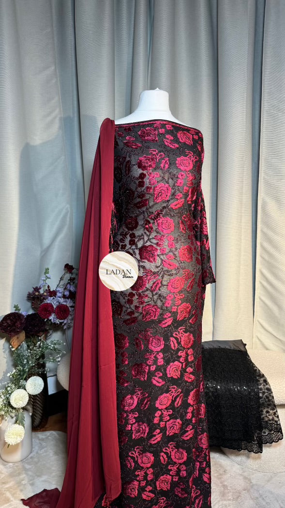 Velvet Dirac Collection | Maroon | Pre-Stitched Medium Bac
