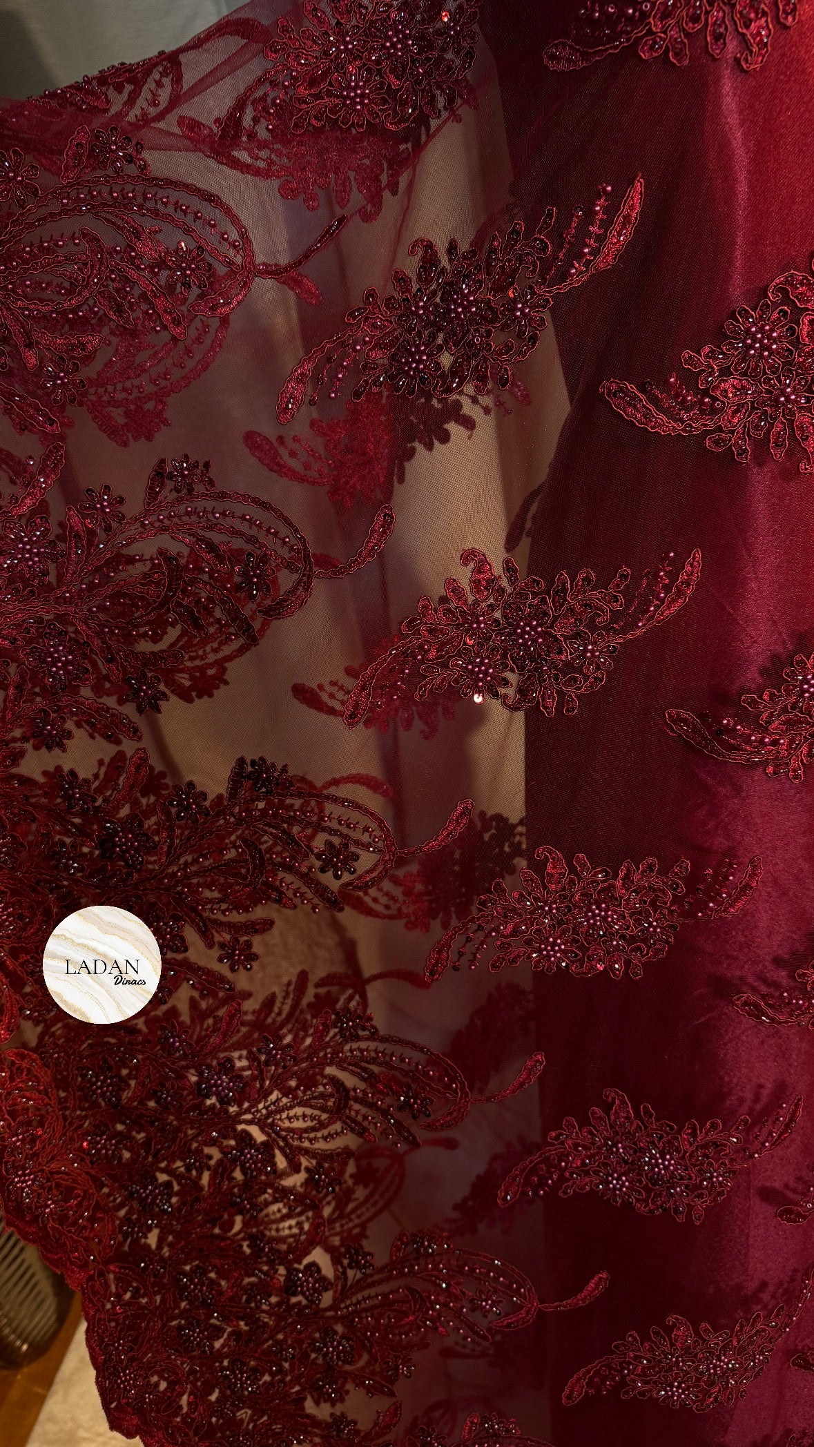 Luxury Sequin & Pearl Lace Dirac Set | Maroon