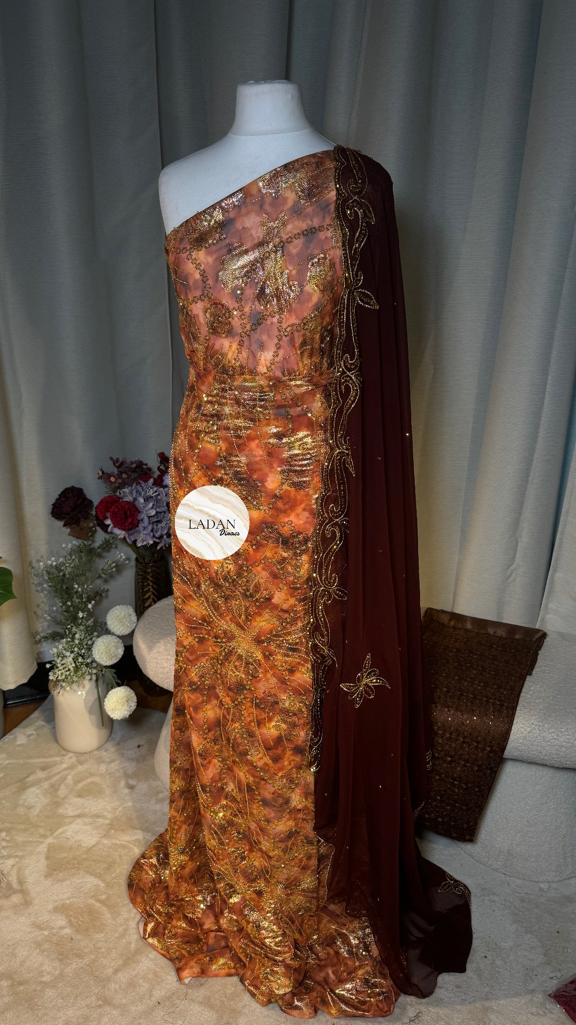 Floral Stone Dirac Collection - Brown