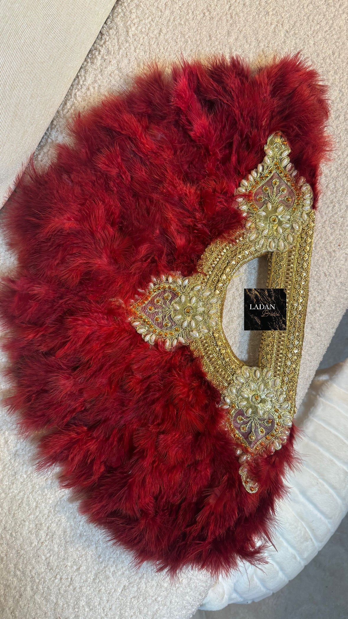 Handheld Feather Fan | Maroon