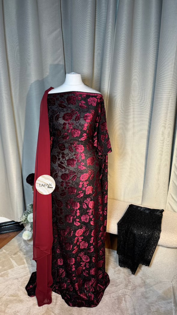 Velvet Dirac Collection | Maroon | Pre-Stitched Half Bac