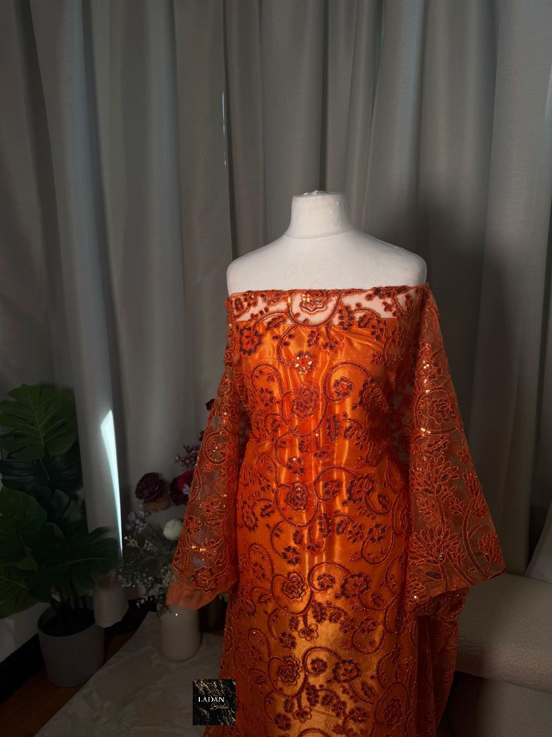 Sequin Lace Dirac Set | Orange
