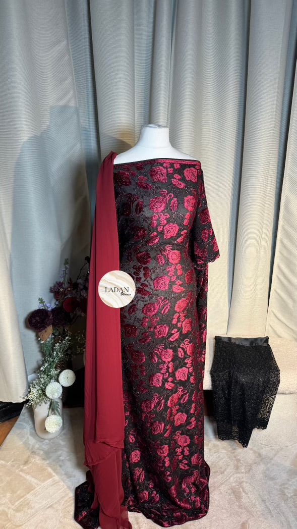 Velvet Dirac Collection | Maroon | Pre-Stitched Half Bac