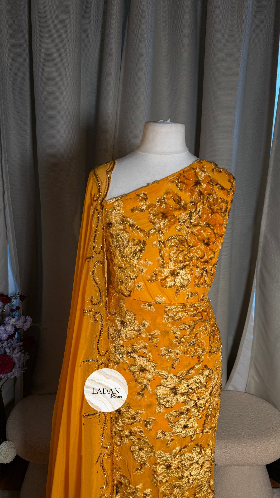 Intricate Floral Maqbal Collection | Golden Mustard Dirac Set