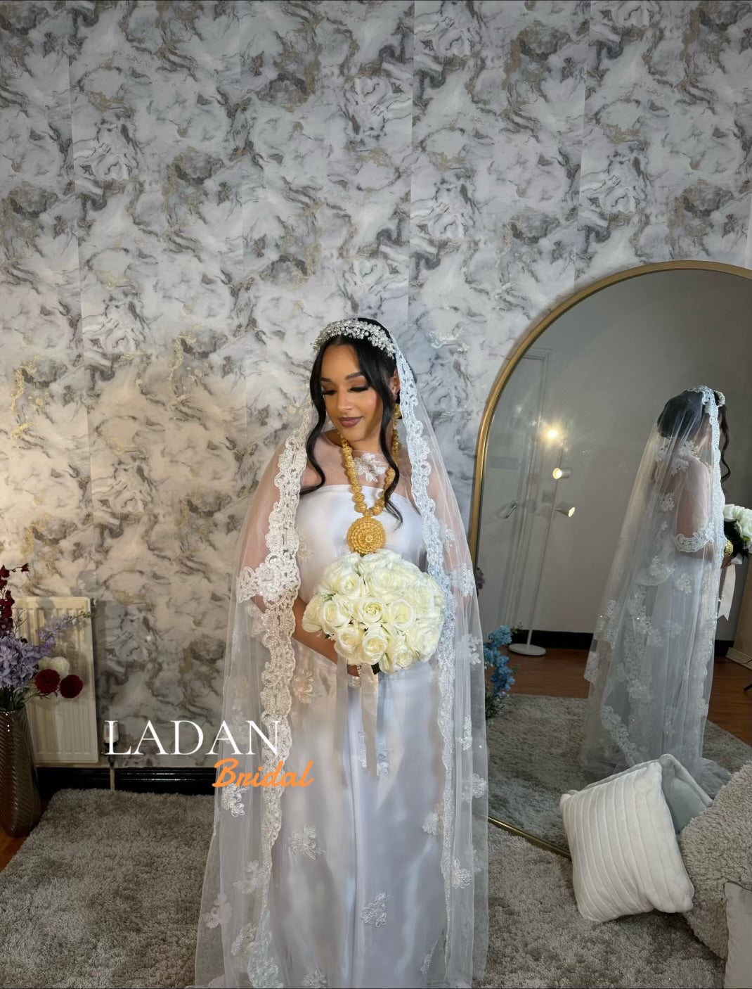 3 metre Pearl Lace Veil | White