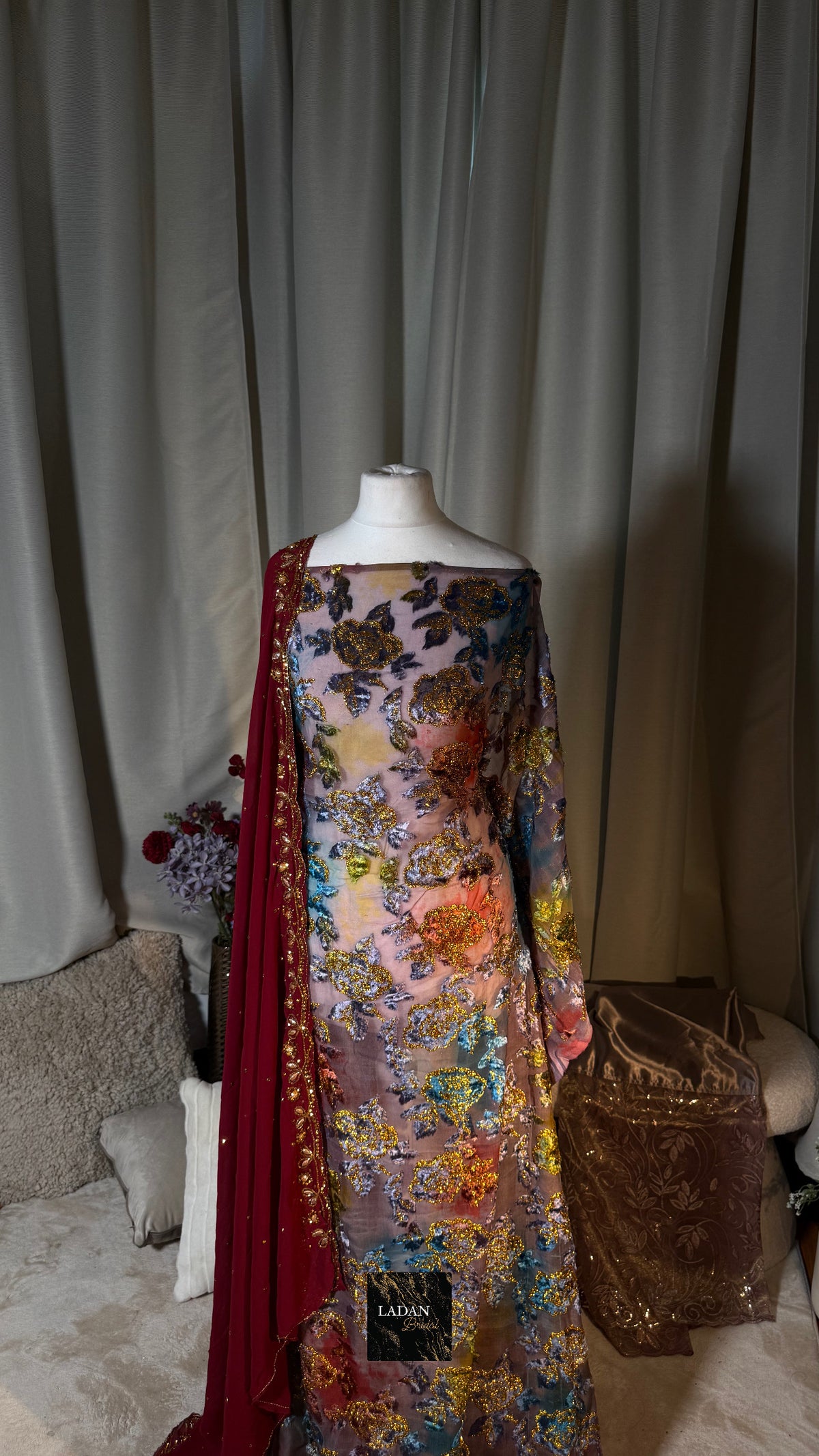 Floral Maqbal Collection | Multicolour/Lilac/Maroon Dirac Set
