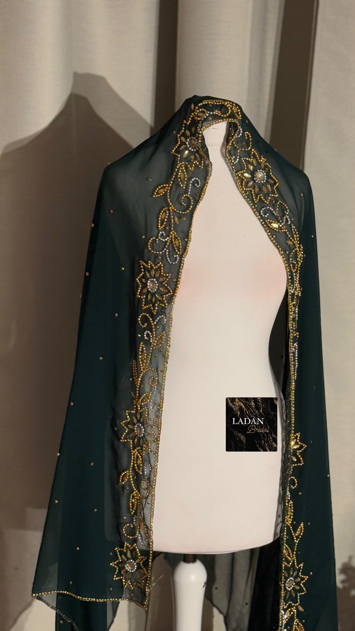 Chiffon Floral Veil | Emerald Green