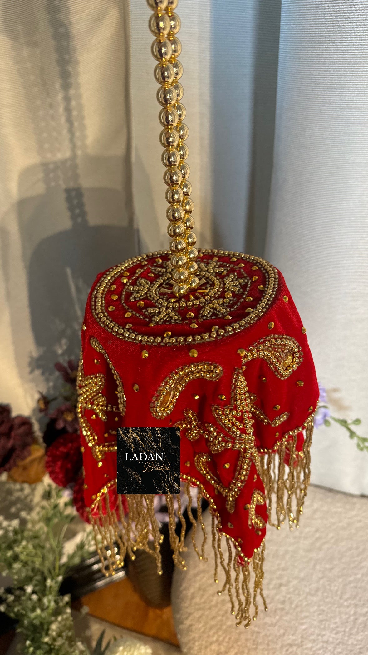Velvet Embroidered Bag | Red