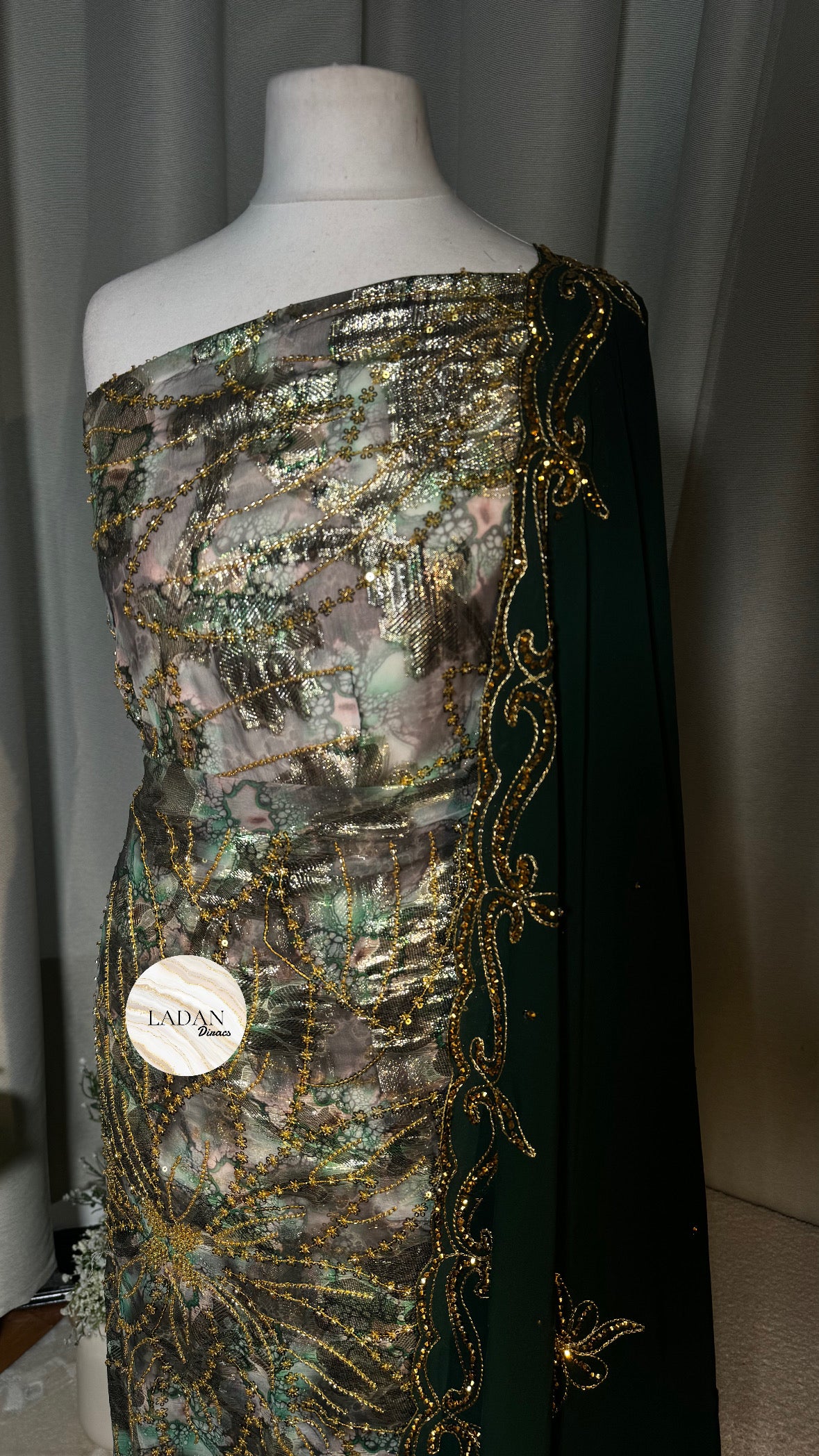 Floral Stone Dirac Collection - Dark Green