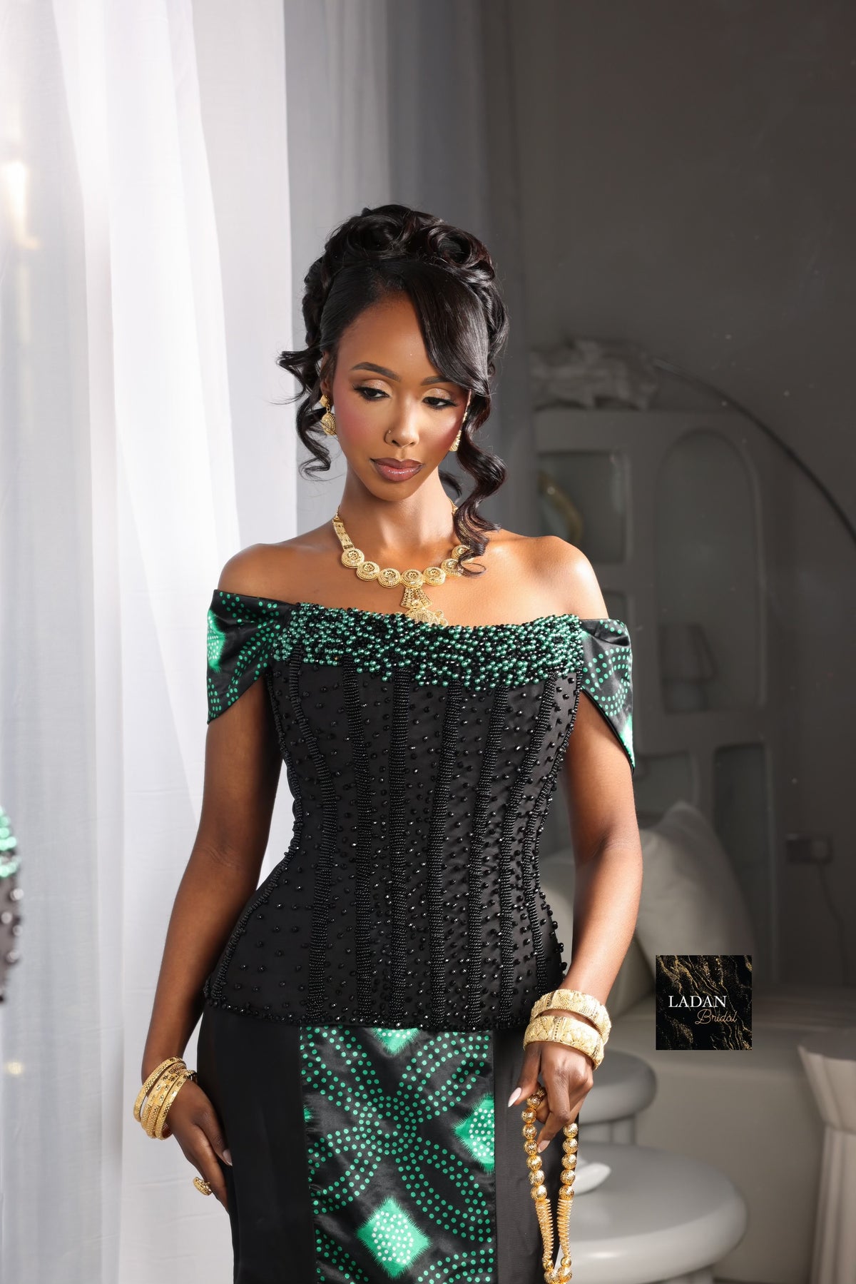 Black and Green Shaash Corset Dress