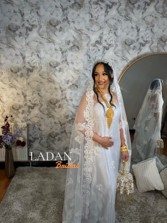 3 metre Pearl Lace Veil | White