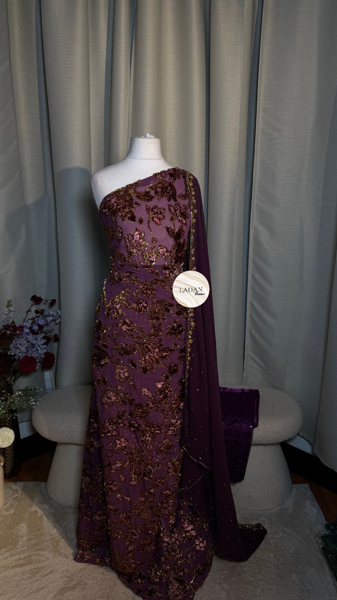Luxury Floral Maqbal | Purple Dirac Set