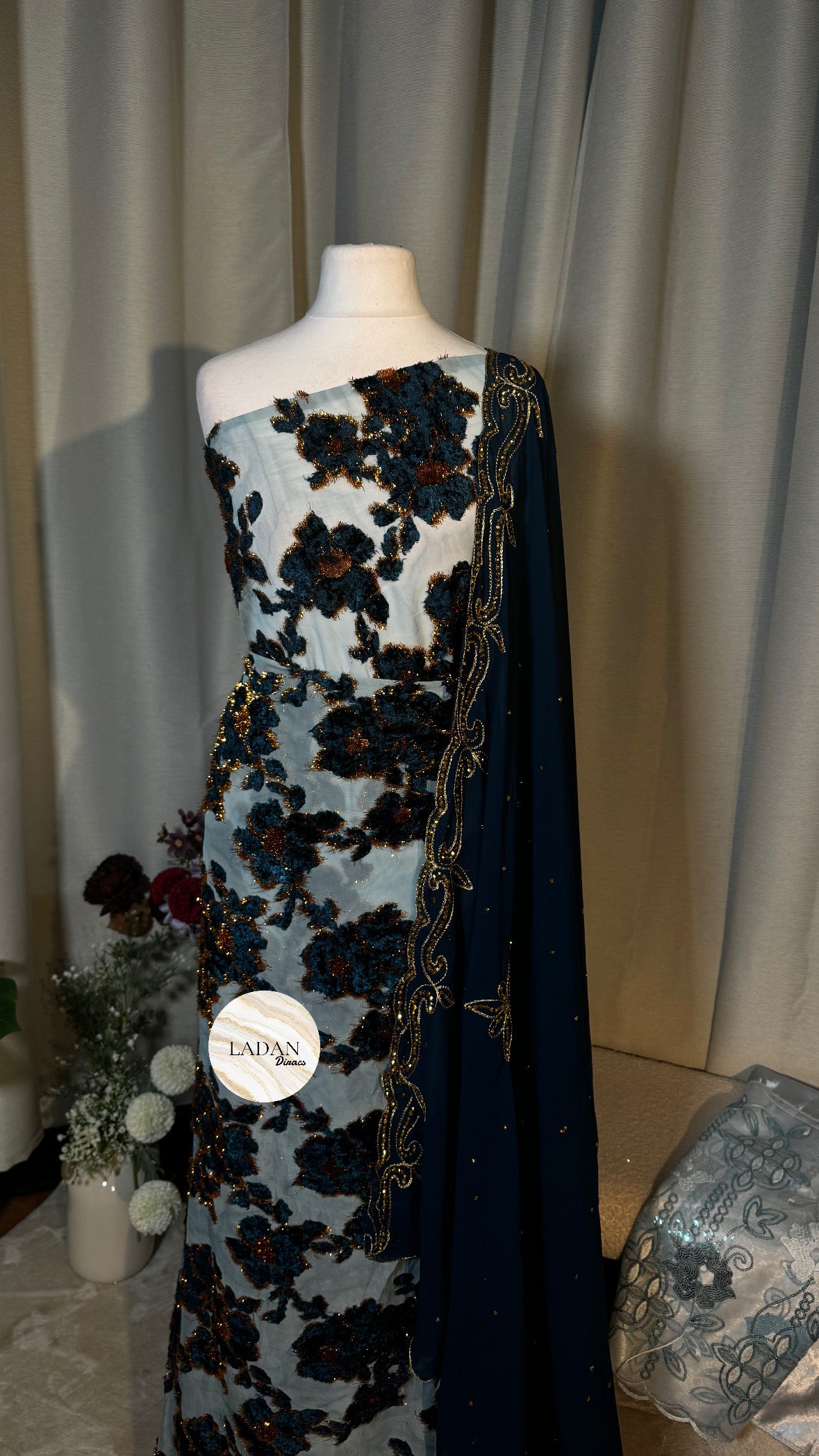 Luxury Floral Maqbal | Blue Dirac Set
