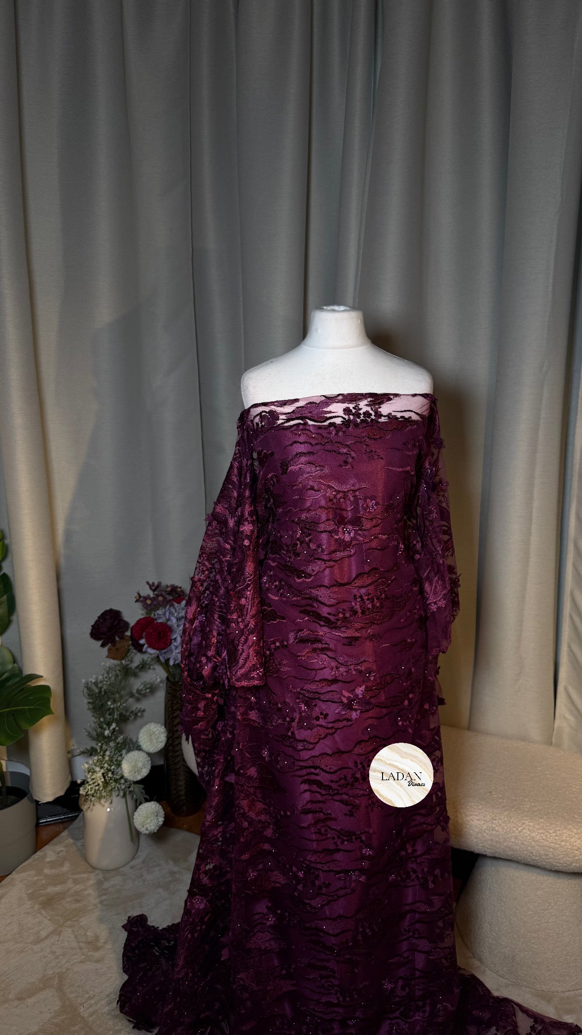 Floral Pearl Lace Dirac Set | Purple