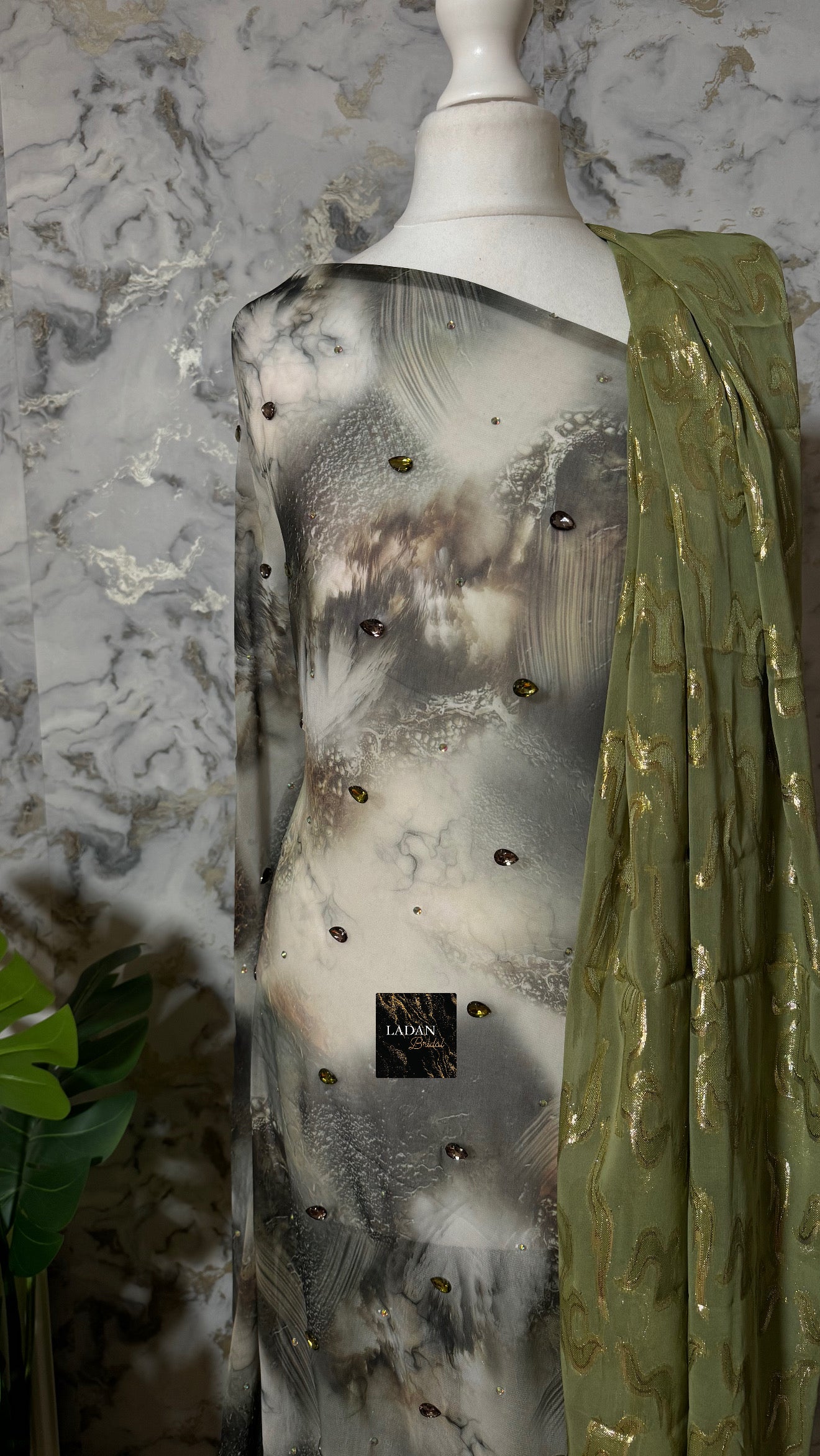 Marble Diamond Dirac Collection | Green and Grey Tones