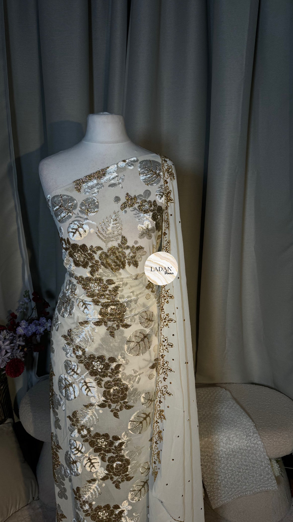 Leaf Maqbal Collection | White Dirac Set