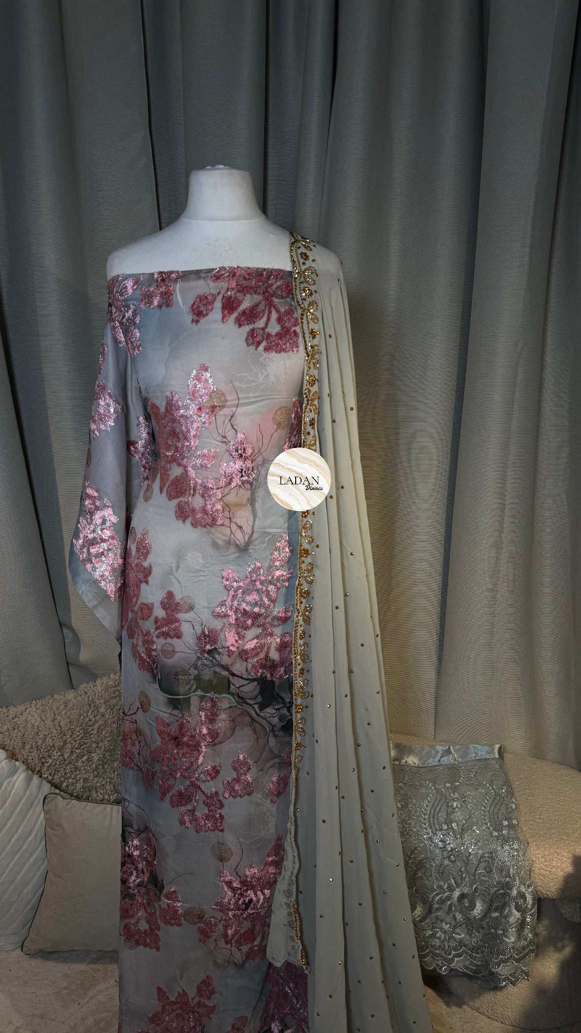 Layered Maqbal Collection | Grey & Pink Dirac