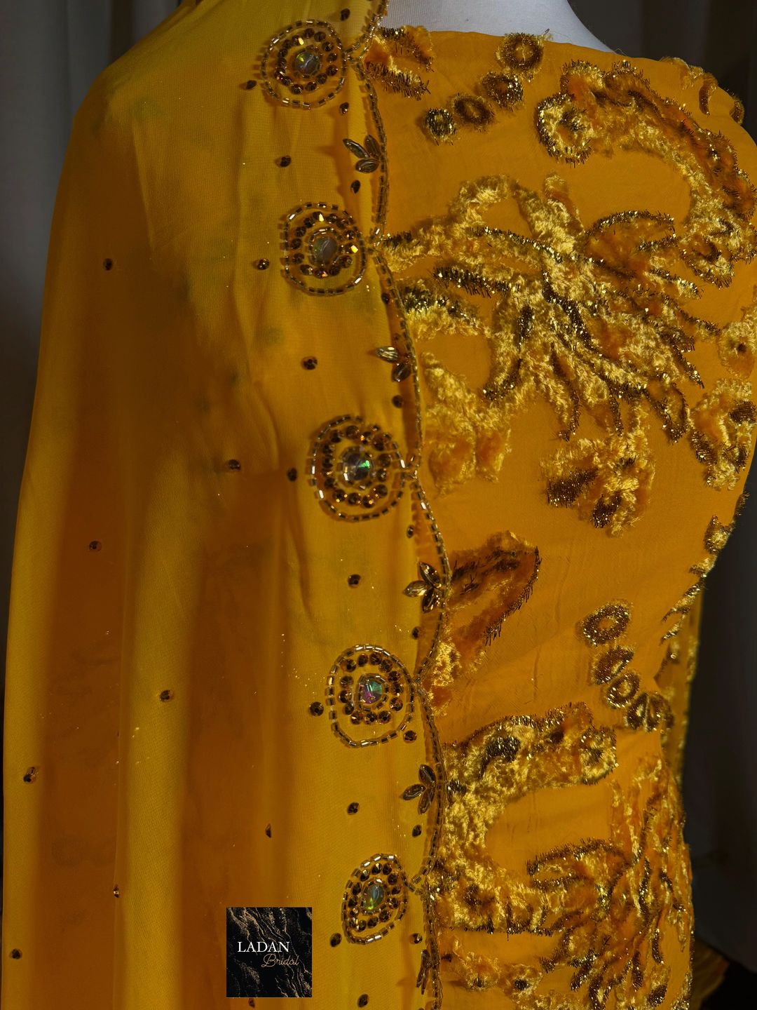 Luxury Maqbal Collection | Yellow & Gold Dirac Set