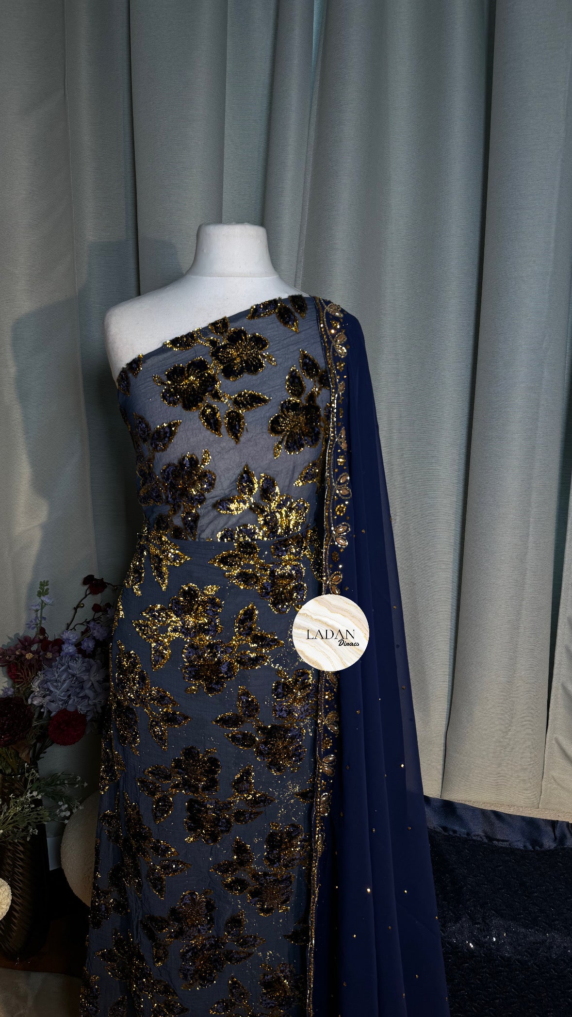 Luxury Maqbal Collection | Navy Blue Dirac Set