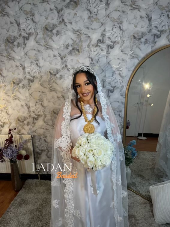 3 metre Pearl Lace Veil | White