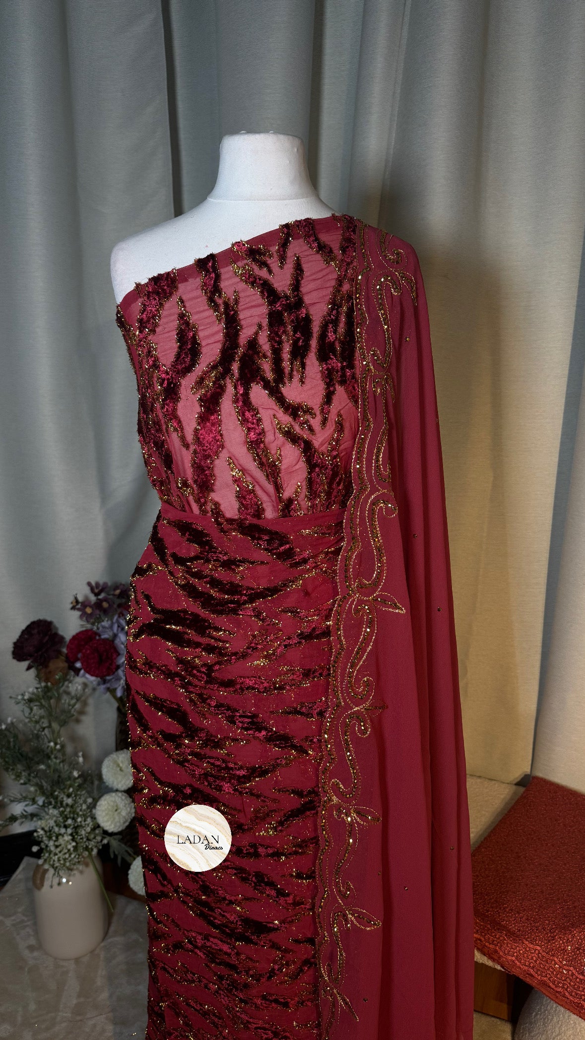 Luxury Maqbal Collection | Maroon Dirac Set