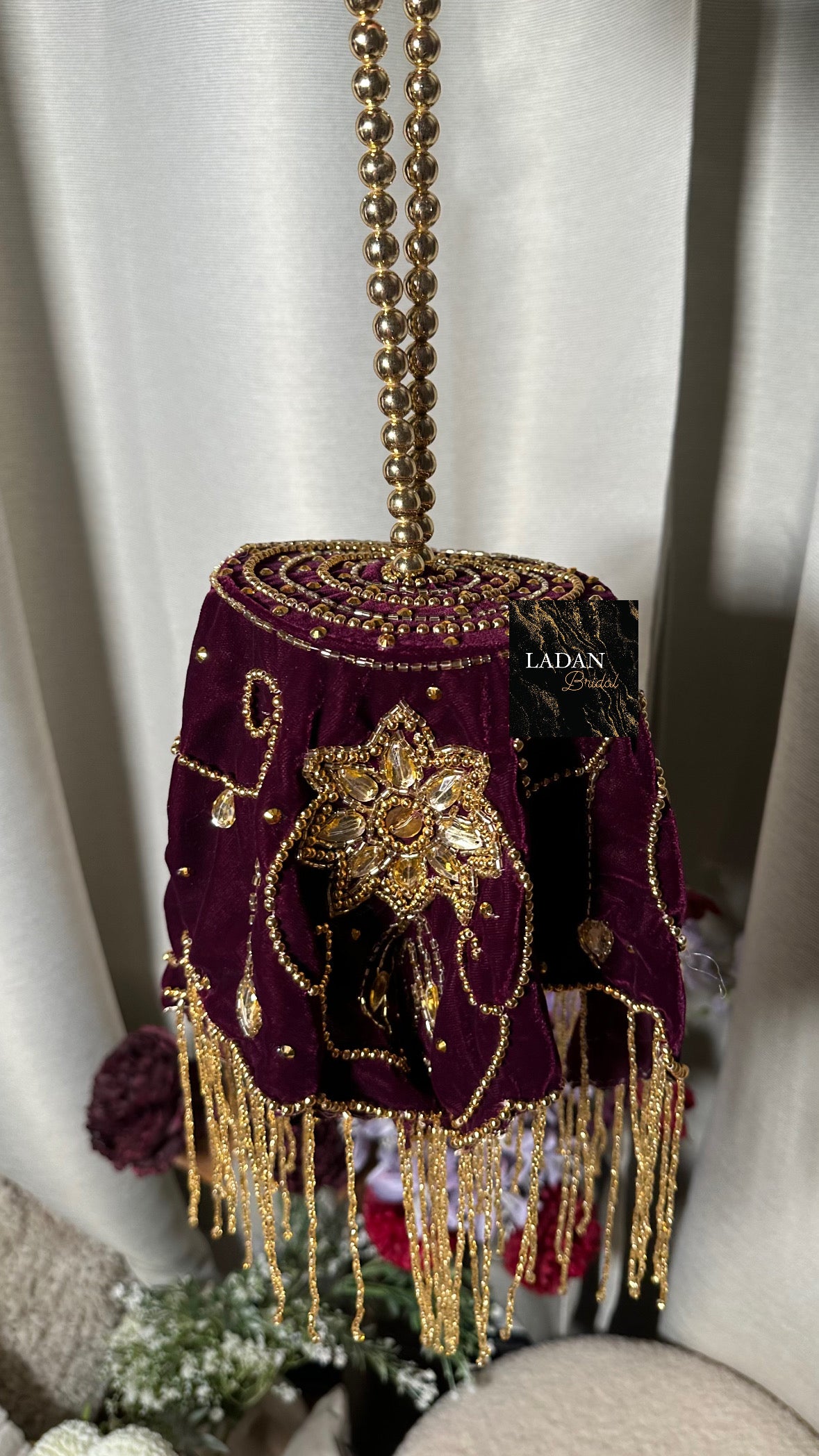 Velvet Embroidered Bag | Plum