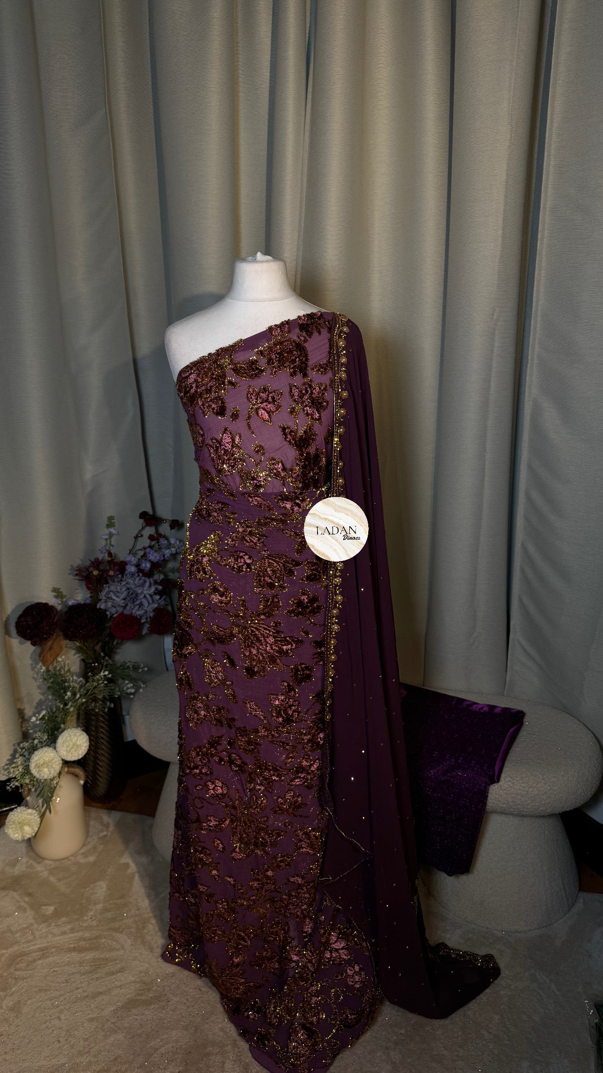Luxury Floral Maqbal | Purple Dirac Set