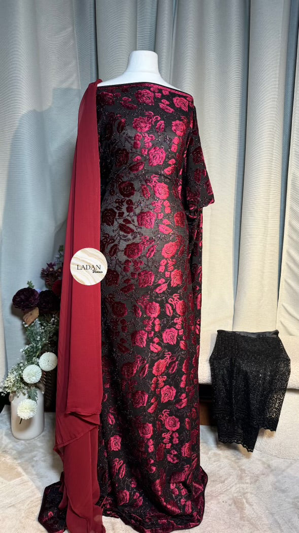 Velvet Dirac Collection | Maroon | Pre-Stitched Half Bac