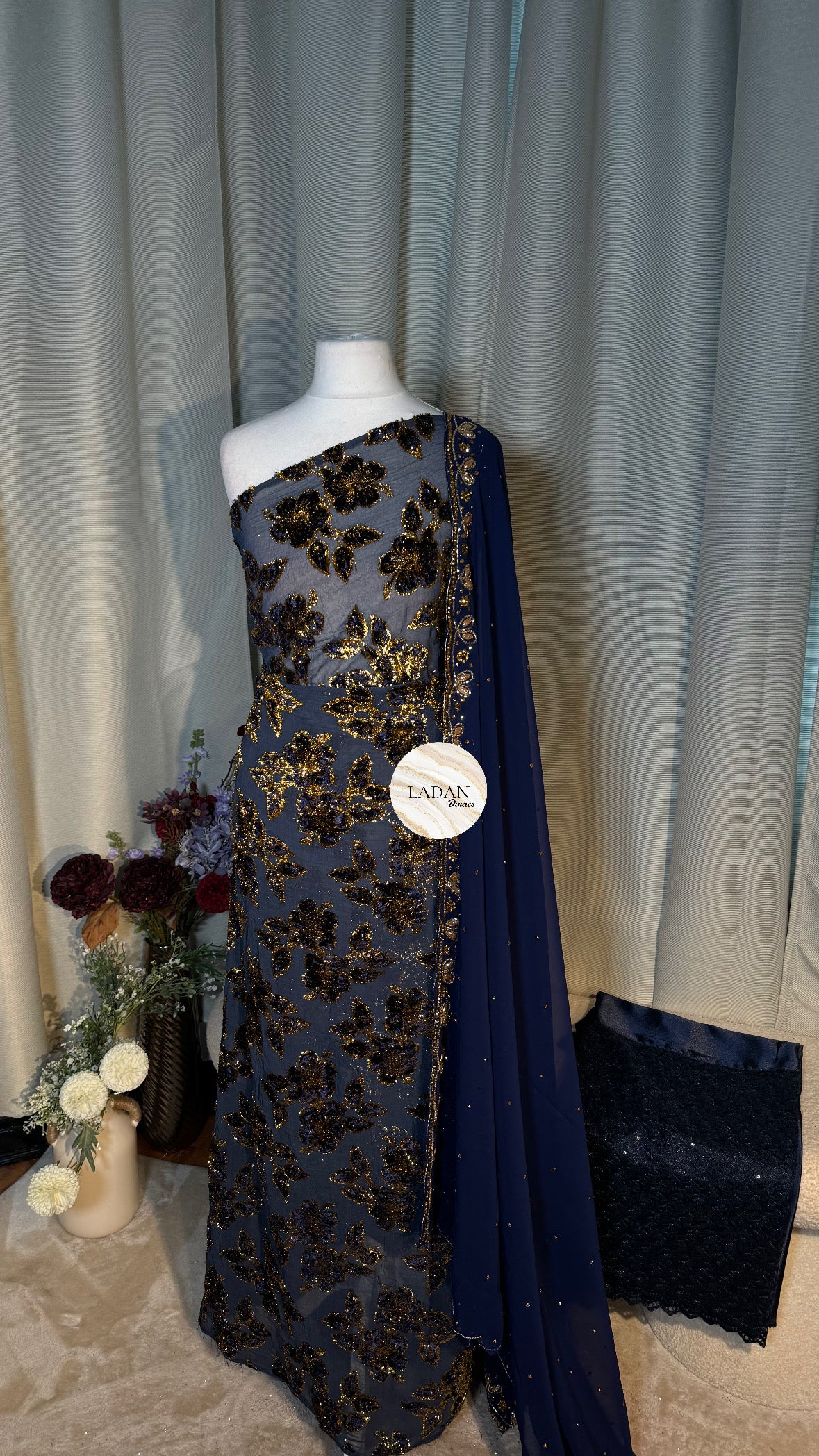 Luxury Maqbal Collection | Navy Blue Dirac Set