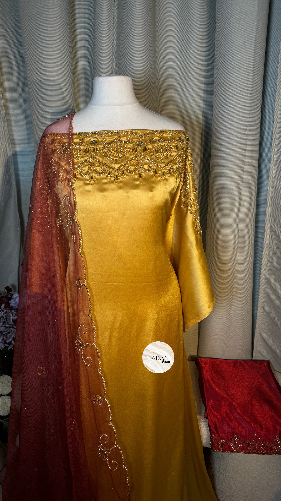 Luxury Embroidered Bridesmaids Sets | Gold & Maroon | Bundle of 2