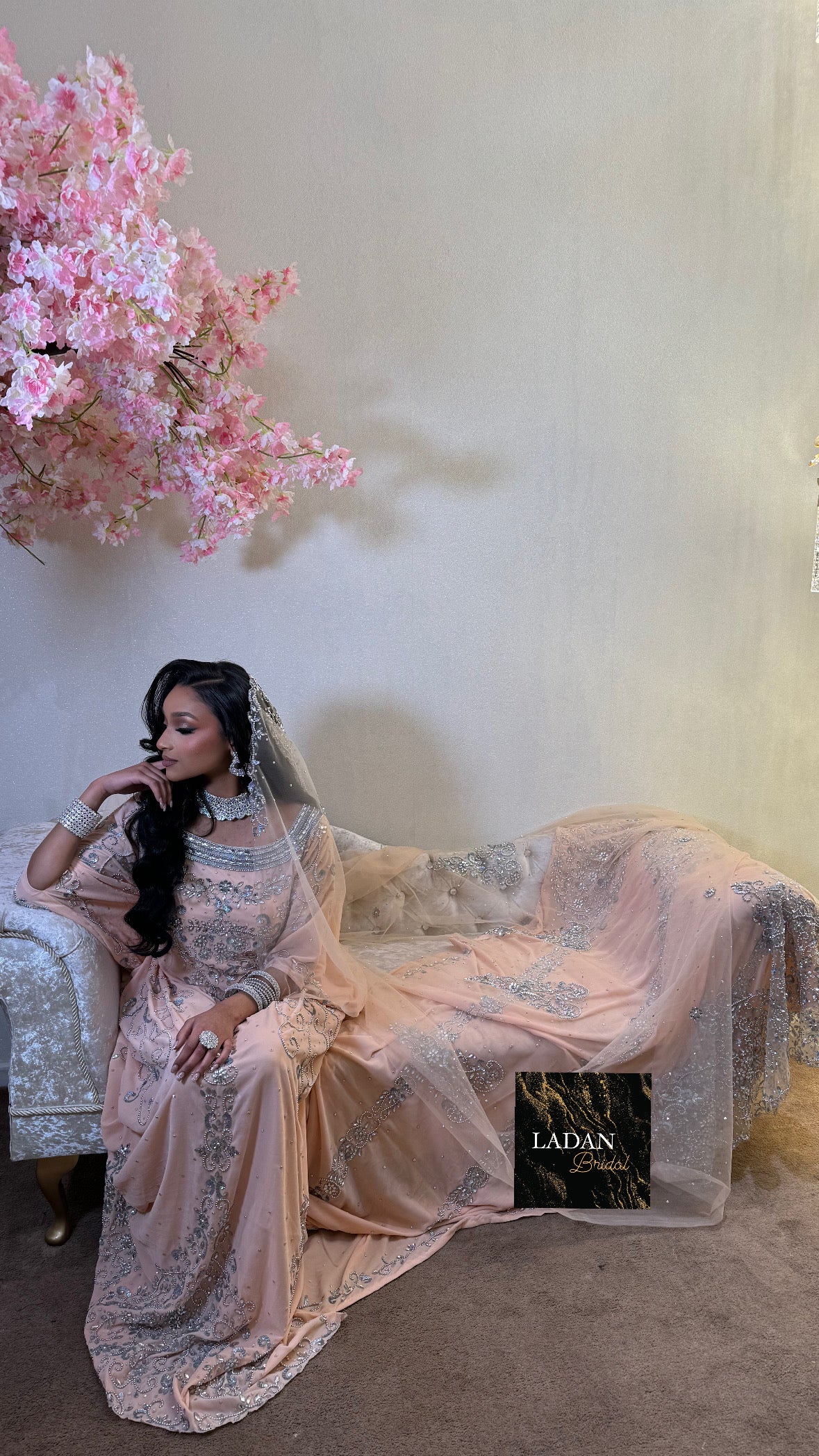 Ladan Bridal Dirac - Peach Velvet