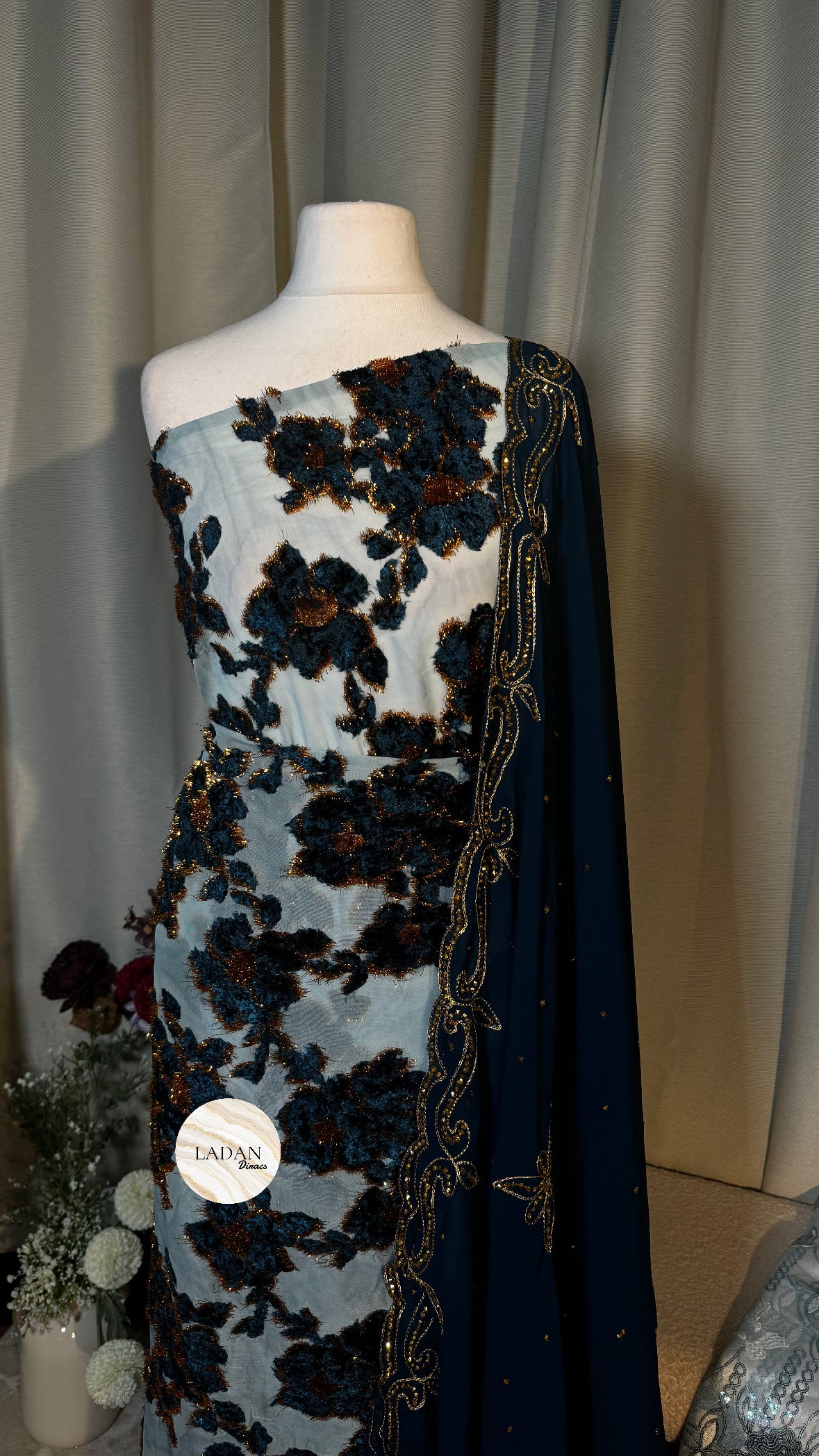 Luxury Floral Maqbal | Blue Dirac Set