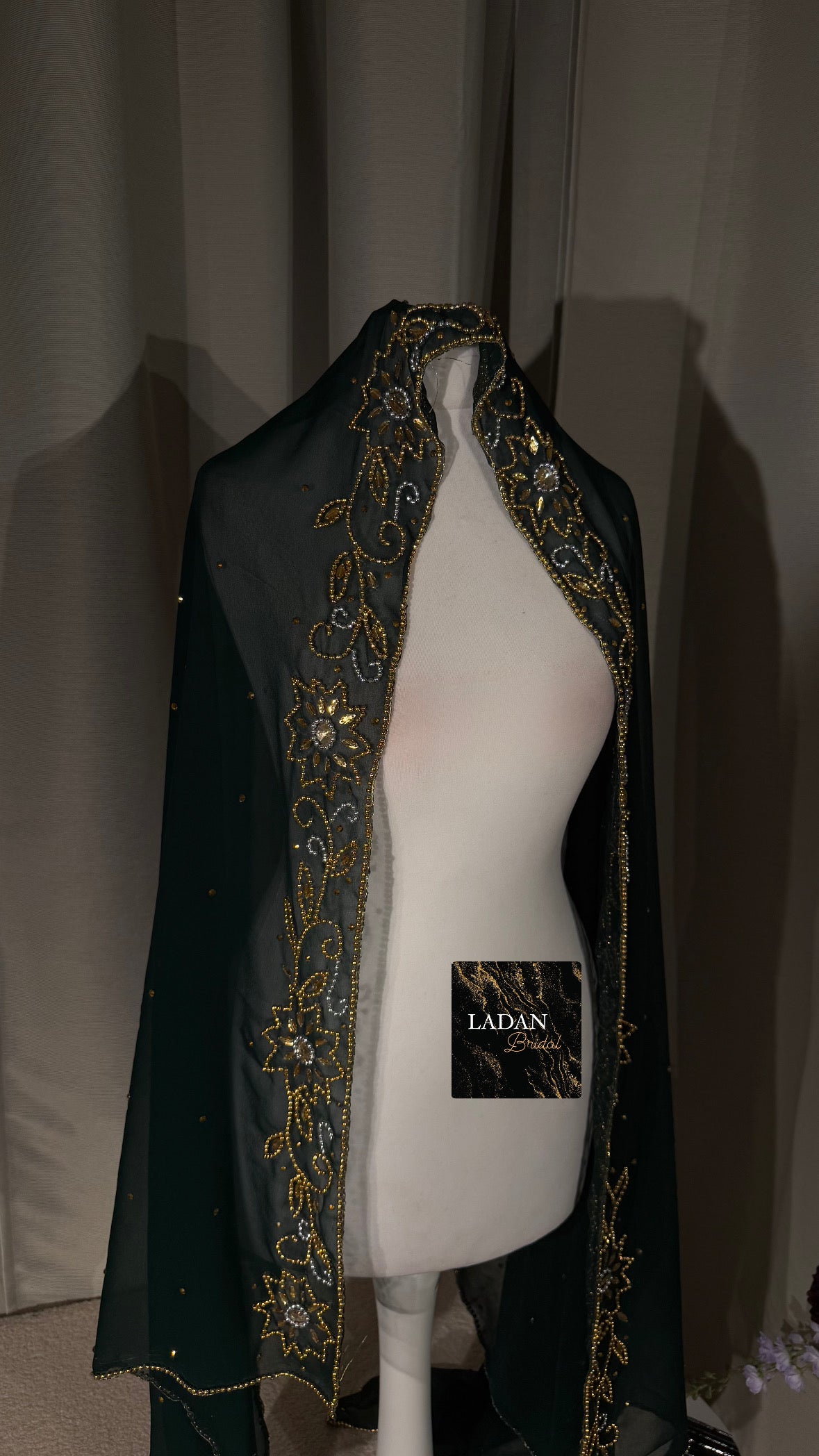 Chiffon Floral Veil | Emerald Green