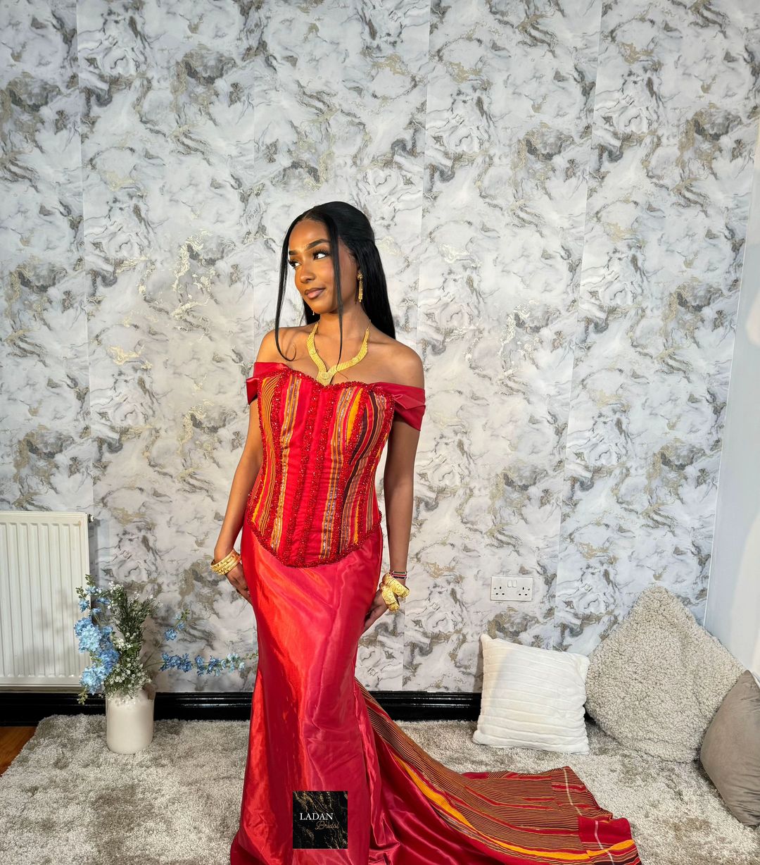 Hido iyo Dhaqan Bridal Corset Dress | Red | In Stock