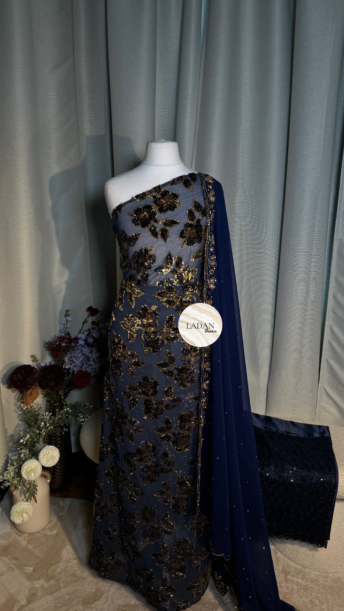 Luxury Maqbal Collection | Navy Blue Dirac Set