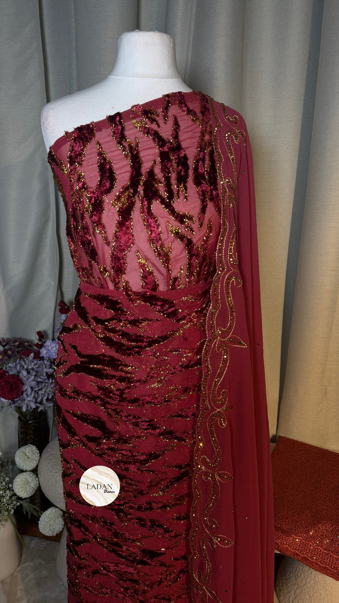 Luxury Maqbal Collection | Maroon Dirac Set