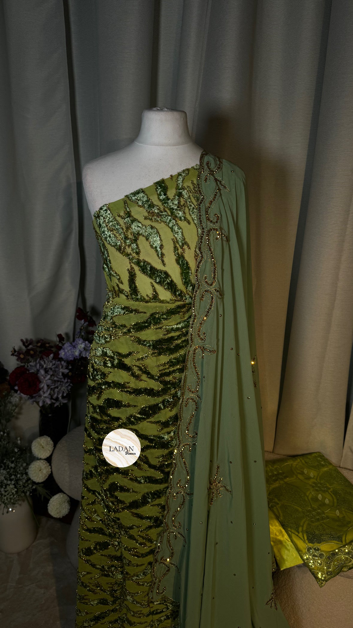 Luxury Maqbal Collection | Sage Green Dirac Set