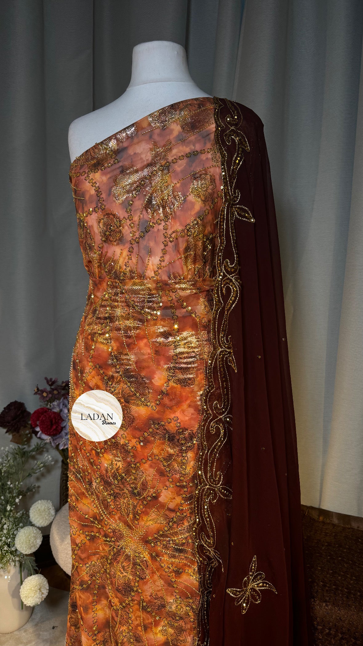 Floral Stone Dirac Collection - Brown