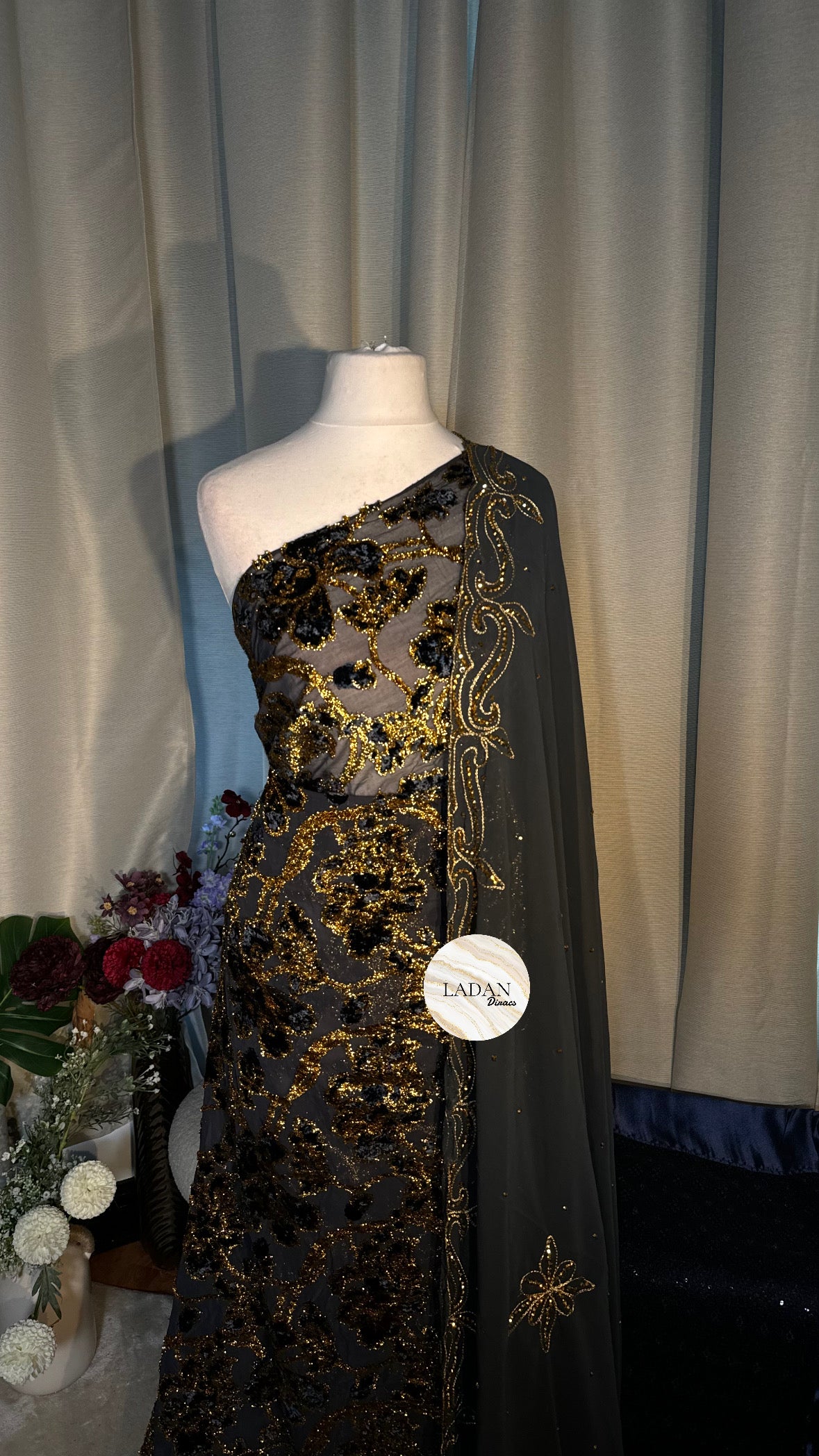 Intricate Floral Maqbal Collection | Midnight Blue & Grey Dirac Set