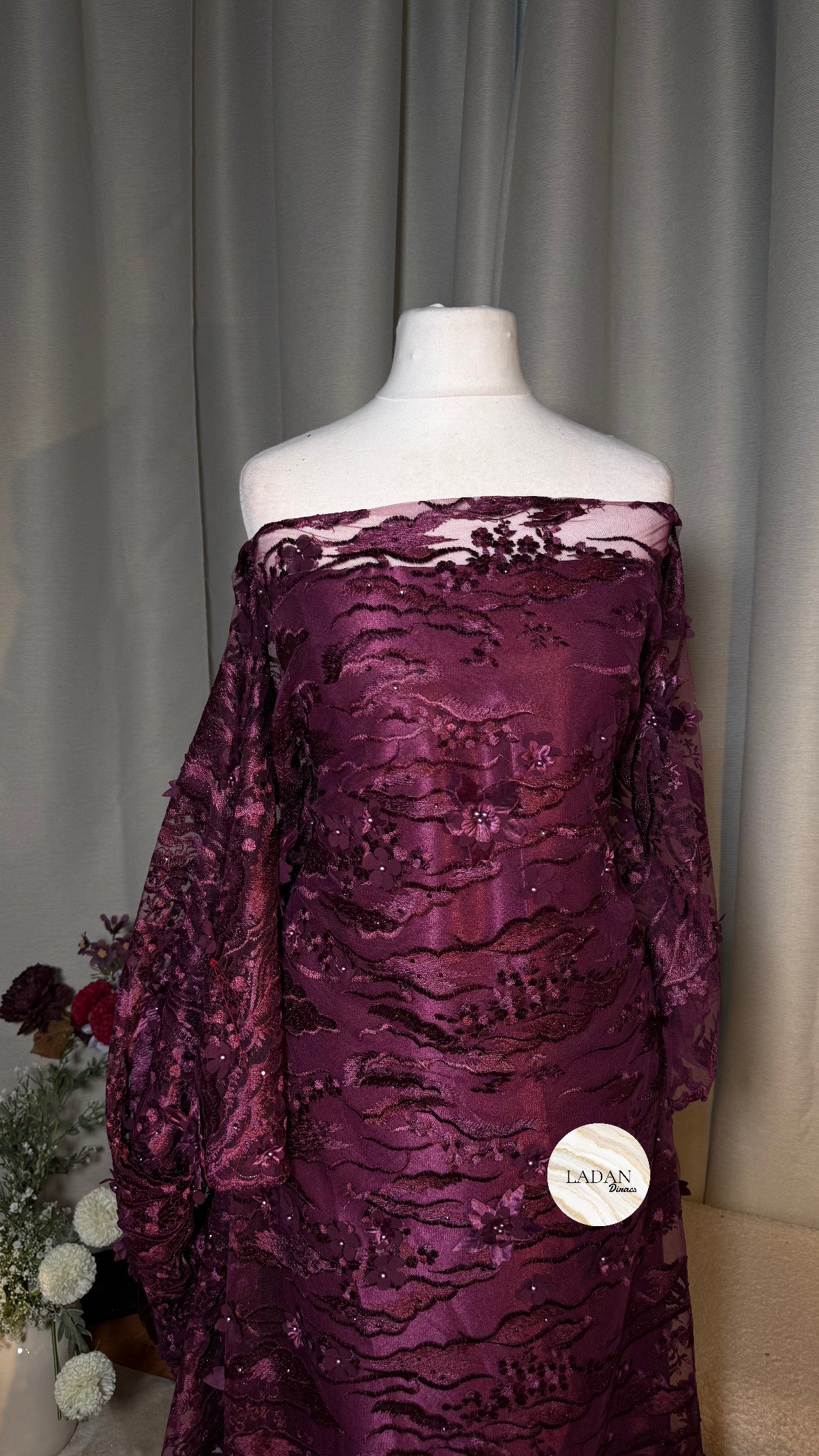 Floral Pearl Lace Dirac Set | Purple
