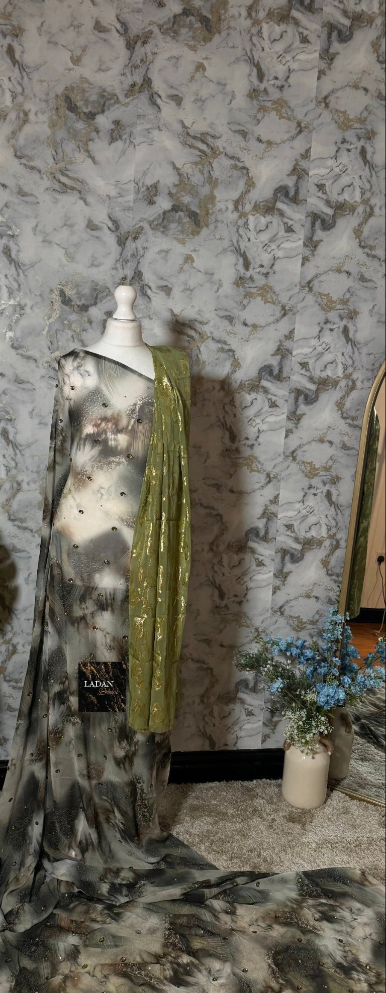Marble Diamond Dirac Collection | Green and Grey Tones