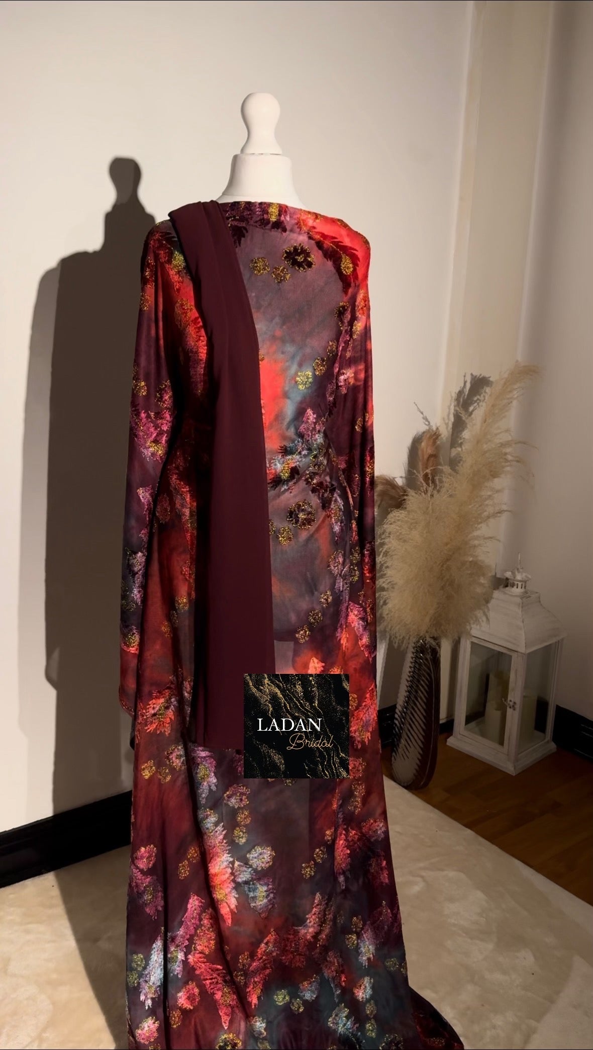 Floral Velvet Dirac Set - Red/Maroon/Teal