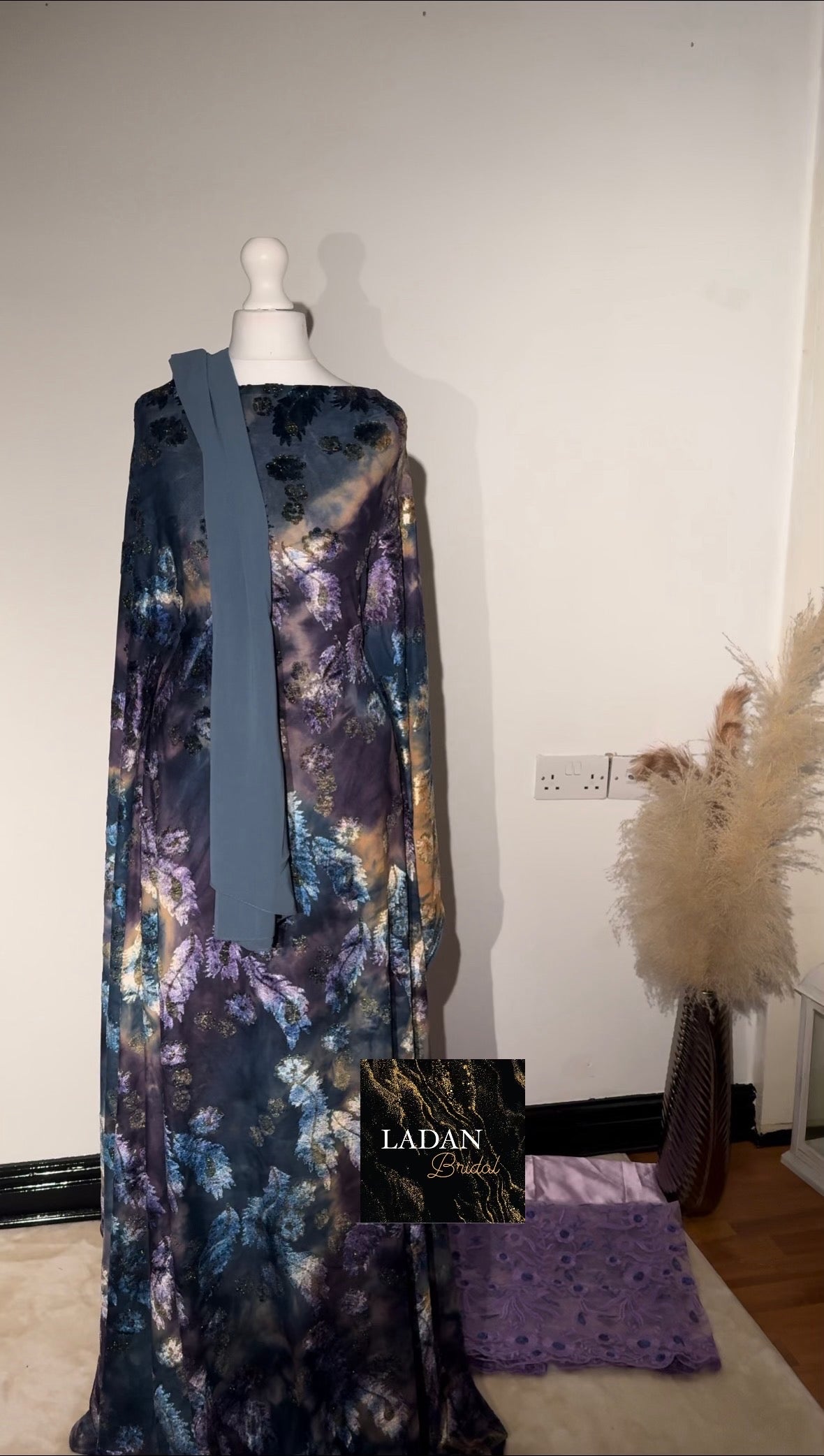 Floral Velvet Dirac Set - Blue/Purple/Gold