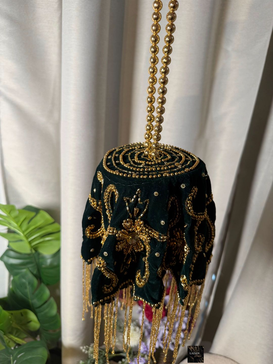 Velvet Embroidered Bag | Emerald Green