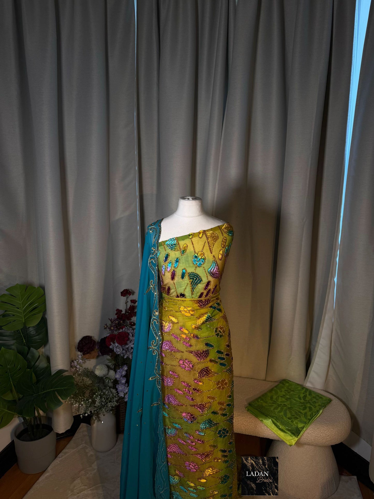 Leaf Maqbal Collection | Green, Blue and Purple Dirac Set
