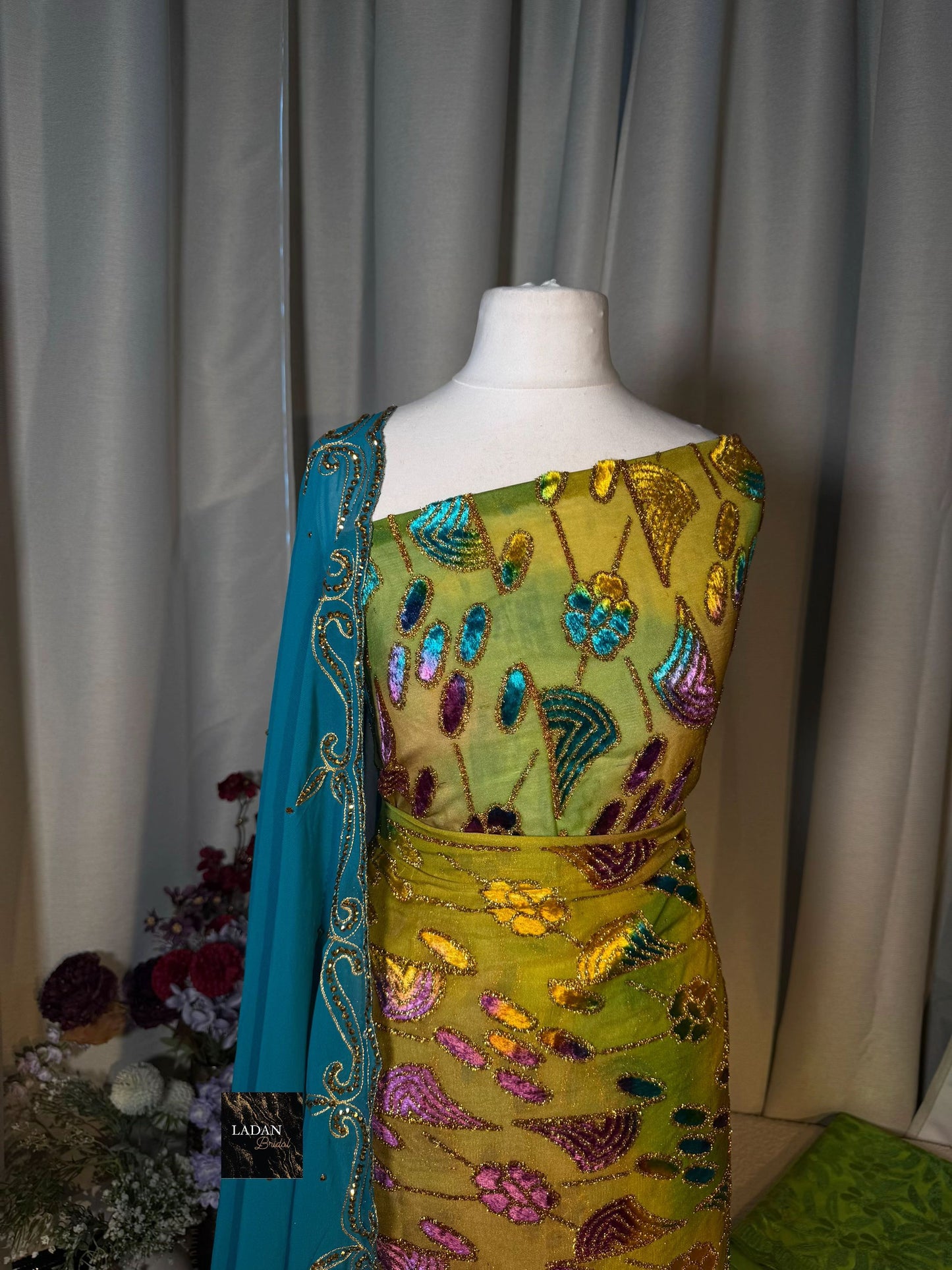 Leaf Maqbal Collection | Green, Blue and Purple Dirac Set
