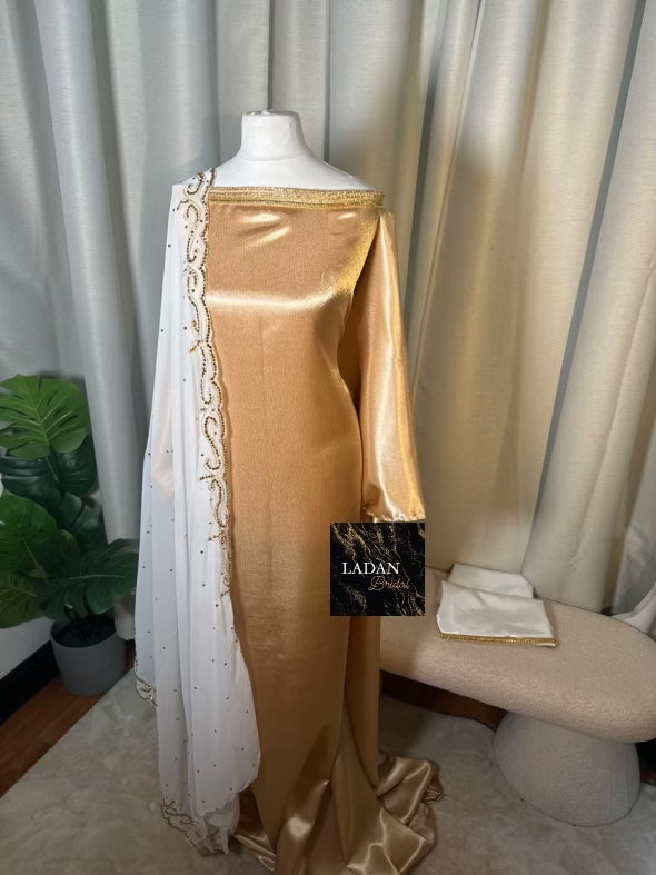 Embroidered Chiffon Gabasaar | White