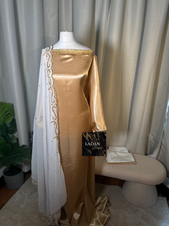 Embroidered Chiffon Gabasaar | White